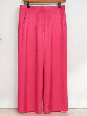 J. Crew Pink High Waisted Wide Leg Pants Barbiecore Viscose Blend Sz 2 Y2K